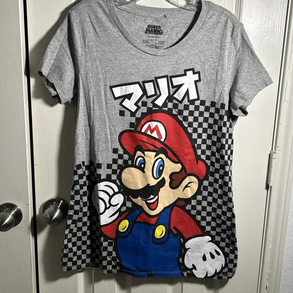 SUPER MARIO Nintendo Youth Graphic T Shirt Gray Short Sleeve‎ Size 2XL